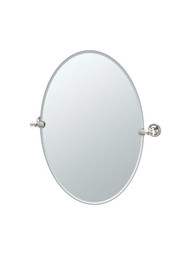 Tavern Frameless Oval Bathroom Mirror - 19 1/2 inch x 26 1/2 inch in Polished Nickel.